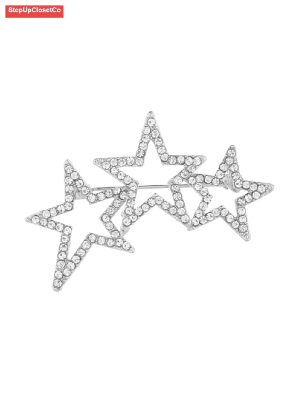 Crystal Starburst Brooch Pin for Women Suit Dress Scarf Gift, Gold Plated